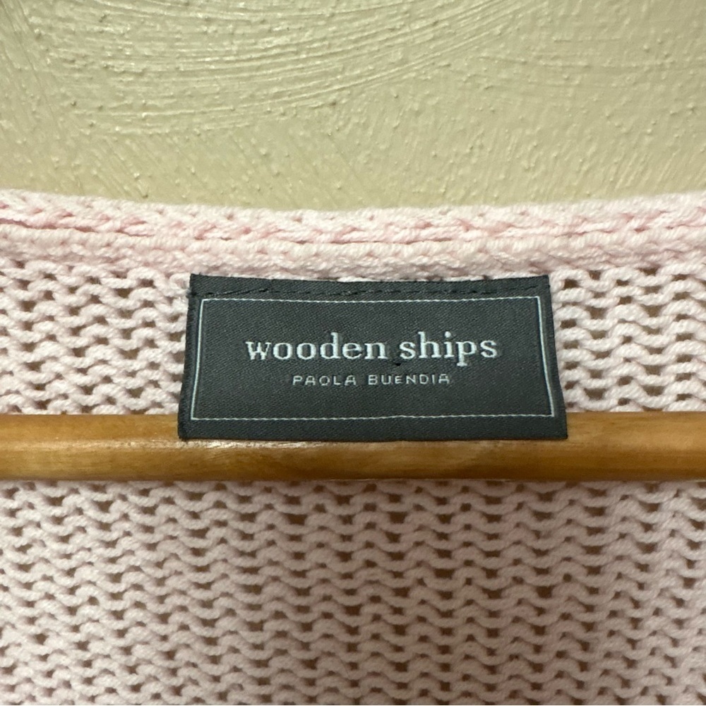 Wooden Ships Paulo Buendia Skull and Red Rose Light Knit Pink Sweater Size S / M - Picture 5 of 6